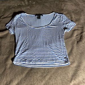 Blue and White Forever 21 Crop Top